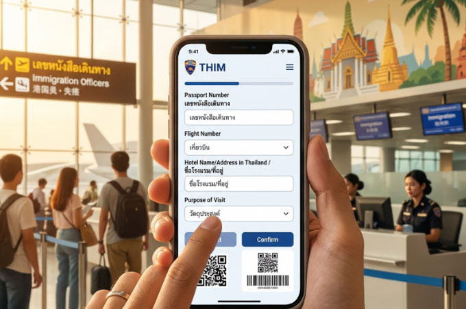 Смартфон с приложением THIM для въезда в Таиланд